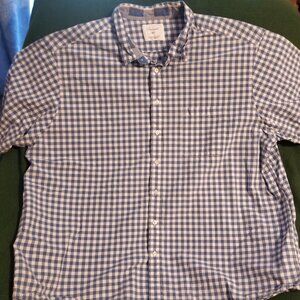 blue gingham Roundtree & Yorke 4XT men's cotton short sleeve shirt